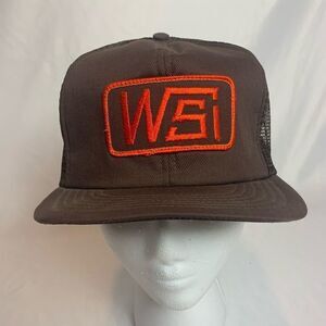 WSI Vintage Brown Orange Trucker Hat Cap USA made